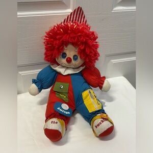 1983 Vintage Colorful Clown Plush Toy 16”